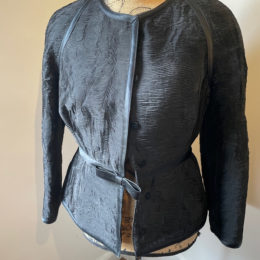 Badgley Mischka  Black Silk Silk Blend Jacket with Gorgeous Detail